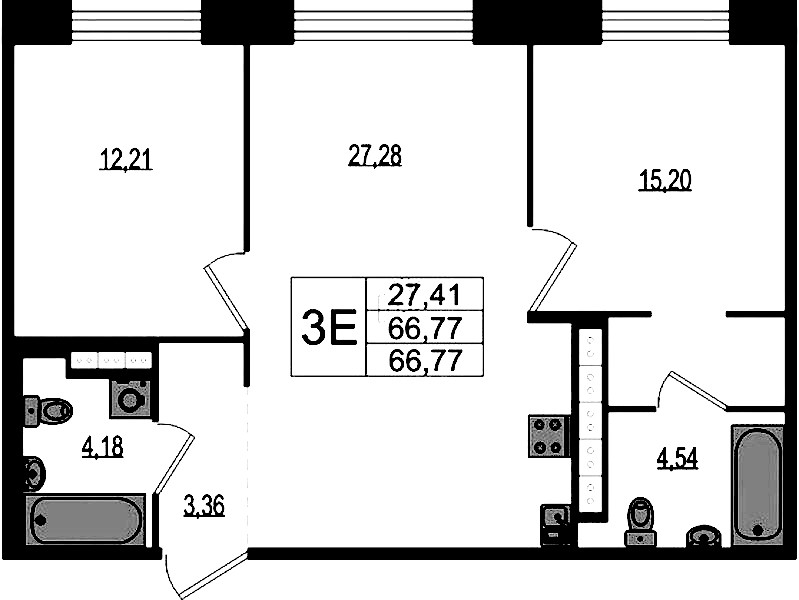 2-комнатная квартира 66.77 м², 4/4 эт., ЖК «Ranta Residence»